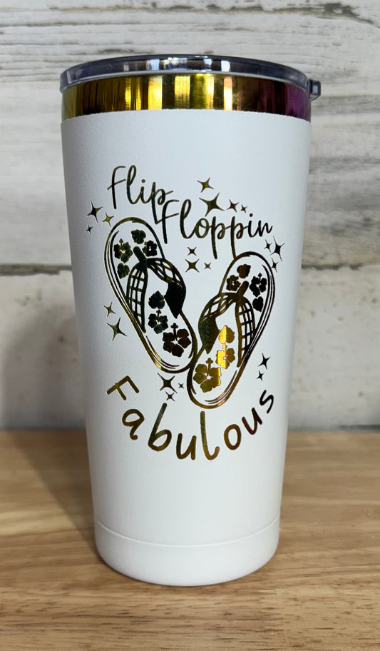 Tumbler, Flip Flop Fabulous, White