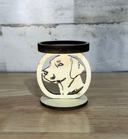 Candle Holder, Lab Retriever Portrait, Wood