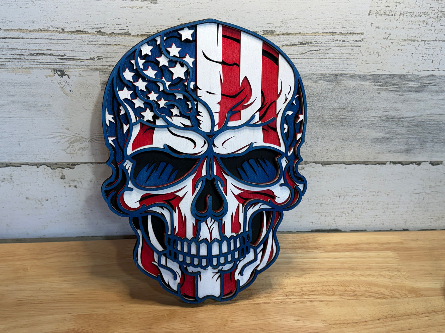 Skull Flag Layered Sign
