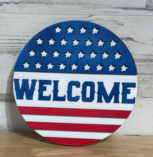Flag Welcome Sign