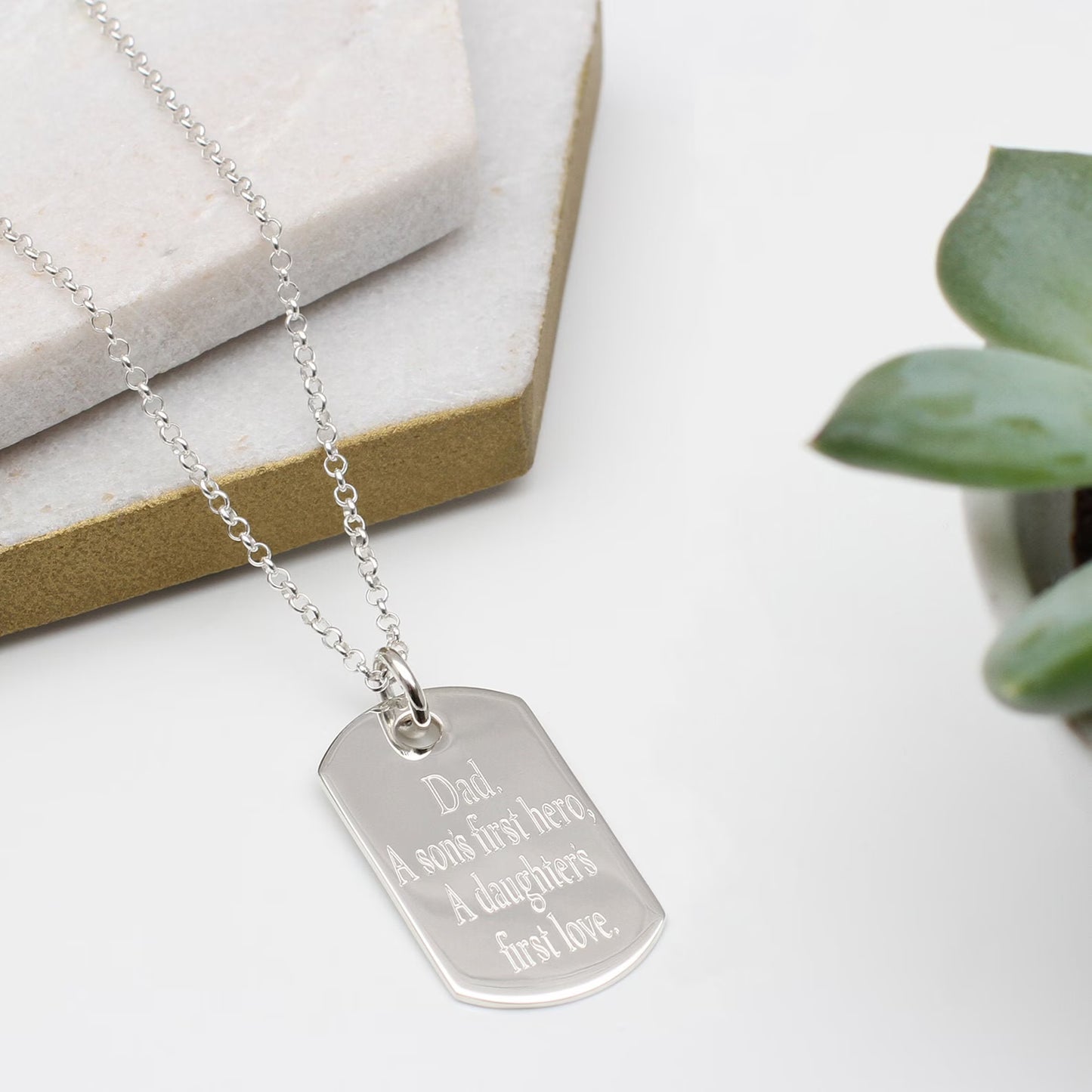 Dog Tag with chain, Engraved "personalized''